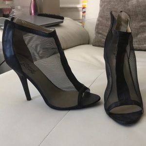 Black mesh heels